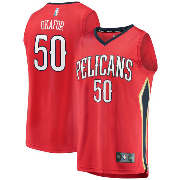 Maillot nba New Orleans Pelicans Statement Edition Homme Emeka Okafor 50 Rouge